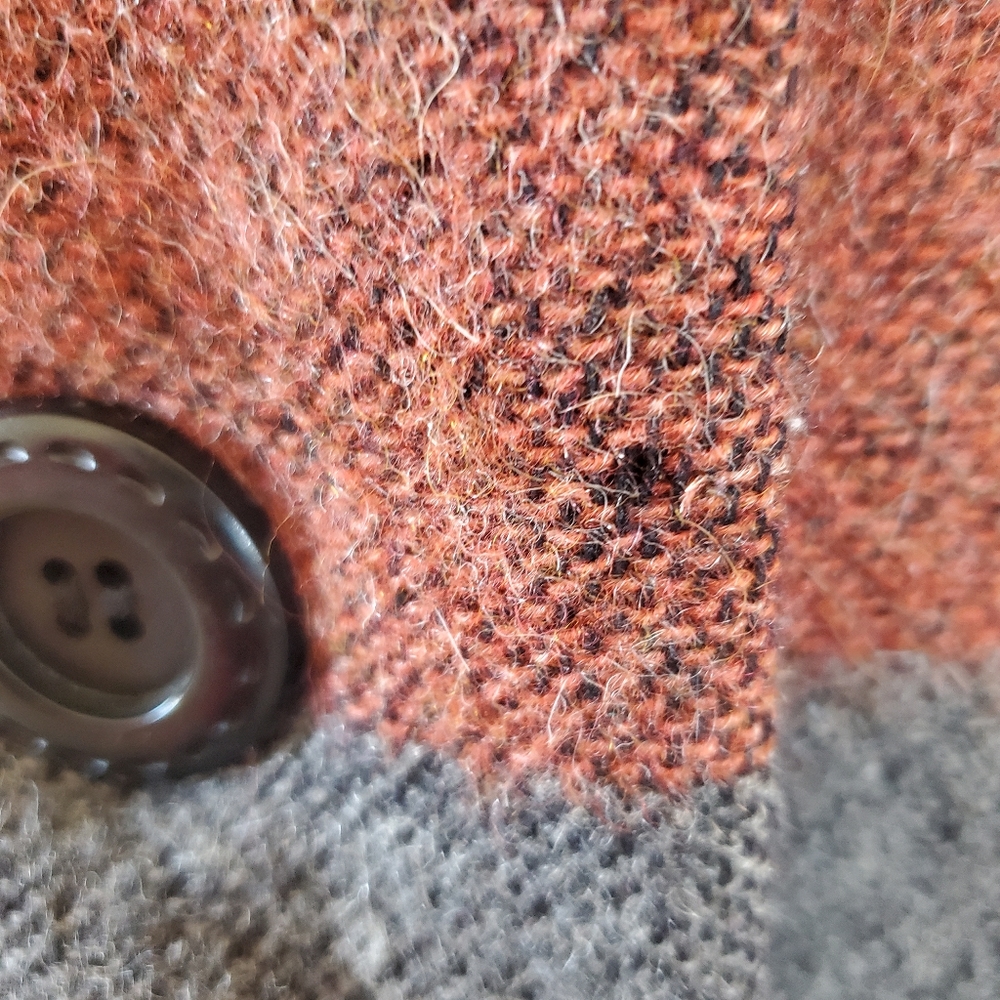 Vintage 1960's Bickler Gray and Rust Wool Blanket Cape Coat Made in England - Picture 17 of 17